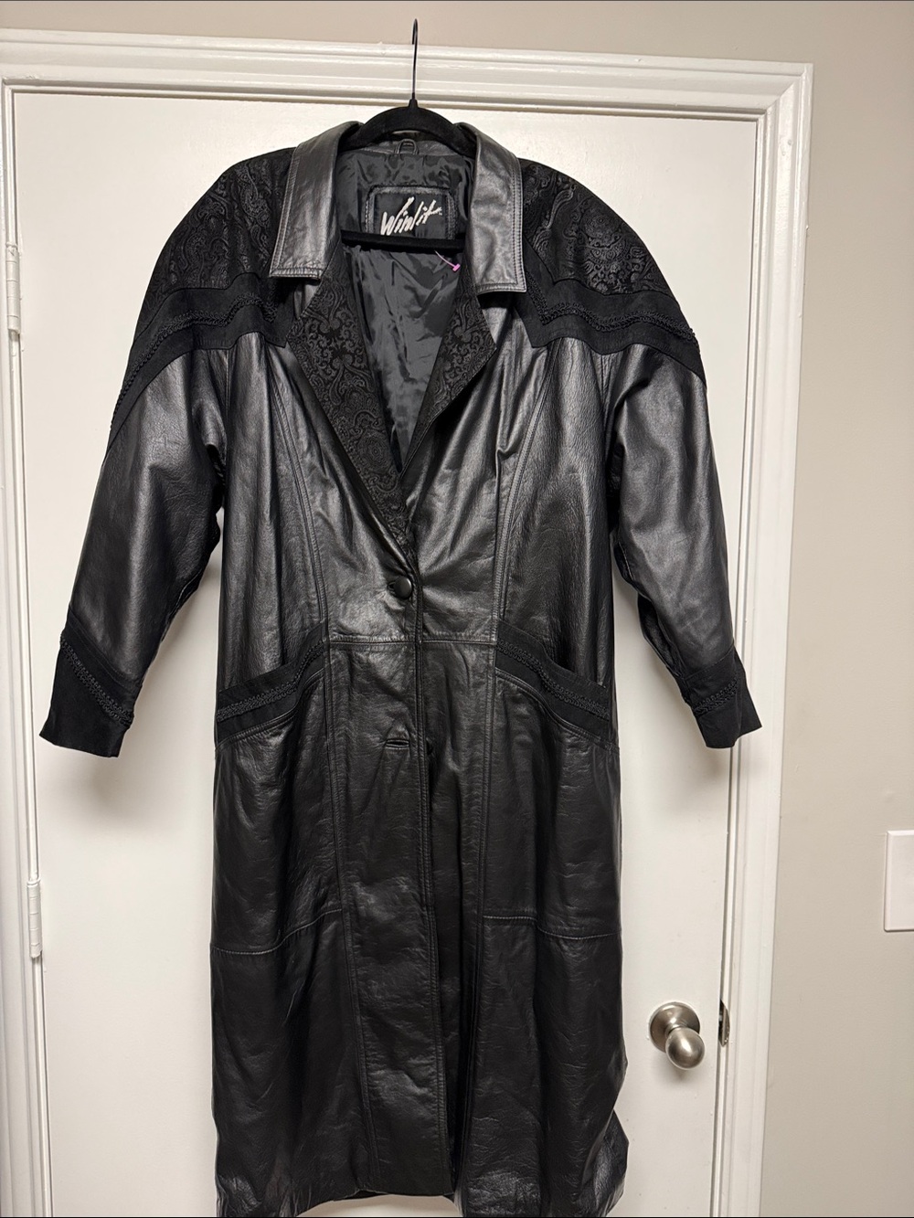Winlit: Vintage Genuine Leather Trench Coat